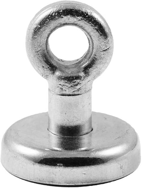 Magnetastico® | 1 piece neodymium N35 eyebolt magnet 32 mm Ø | Holding force 34.0 kilograms | Extra strong neodymium pot magnet with eyelet, magnetic eyebolt, galvanised | Clamping magnet