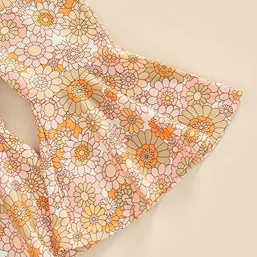 image for Luckinbaby Toddler Girl Bell Bottom Jumpsuit Romper Baby Floral One Pi