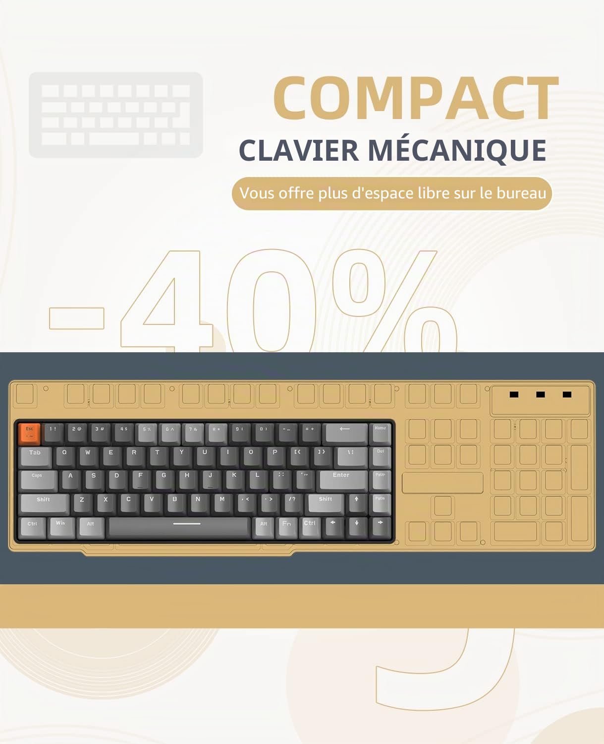 MAGIC-REFINER RK68 Clavier Gamer sans Fil, Clavier Mecanique Gaming 60%, Apex Pro Mini Double Mode Bluetooth 5.0/2.4Ghz Hot Swappable Interrupteur Rouge avec Récepteur 2 en 1 pour PC/Mac/Tablette
