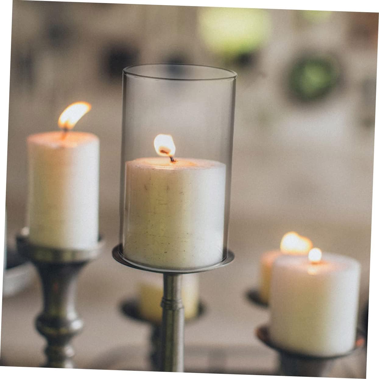 Ciieeo 4pcs Glass Chandelier Candle Tubes Decorative Candle Glass Craft Covers