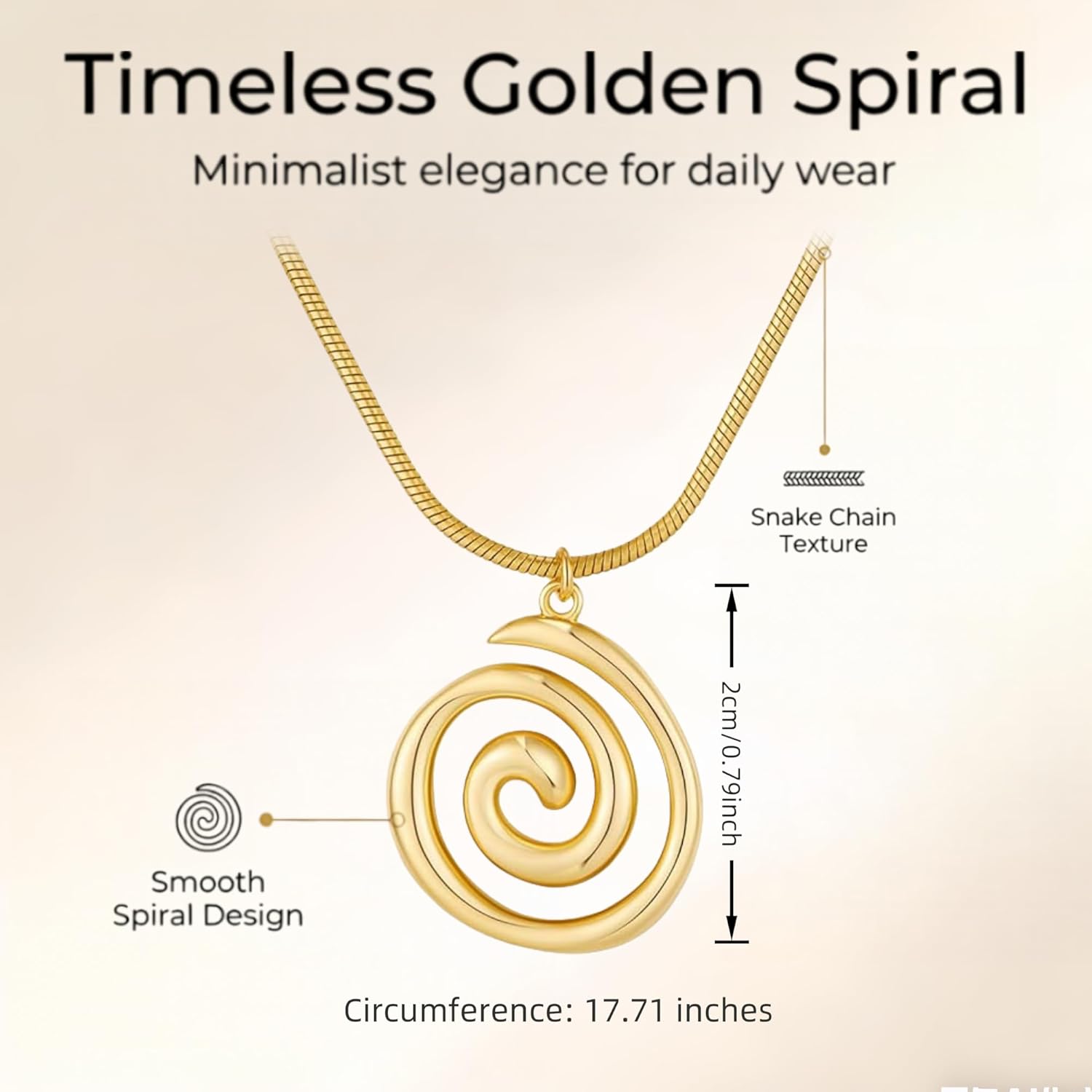 Gold Spiral Pendant Necklace for Women – Elegant Swirl Statement Necklace, Chunky Gold Chain Jewelry Gift - Image 2