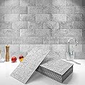Art3d 102-Piece Backsplash Tile Peel and Stick for Stove Kitchen Bathroom Fireplace, 3in. × 6in. Stick on Subway Tile Natural Stone White
