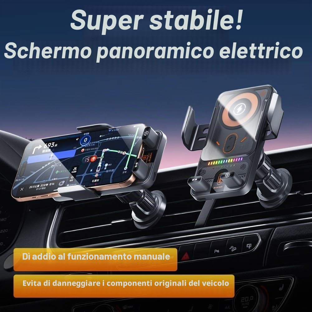 Caricabatterie da auto wireless da 15 W e supporto per telefono, supporto caricabatterie da auto wireless, Auto-Bloccaggio Porta Cellulare Auto per iPhone, per Samsung, per Huawei, per LG(nero)