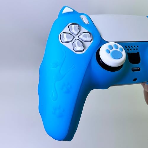 Miniatura 5 de Funda de silicona que brilla en la oscuridad para el controlador de PS5, incluye 8 empuñaduras para el pulgar que brillan y 2 accesorios de tapas de