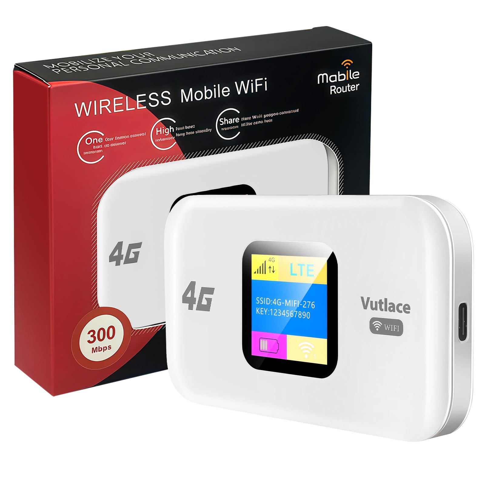 4G LTE WiFi Router, Travel Router with SIM Card Slot, 150 Mbit/s Mobile WiFi Dongle Type-C, 2100mAh Battery, Pocket 4G Mobile Hotspot Connect 10 Devices for Caravan Travel Phone Computer Laptop