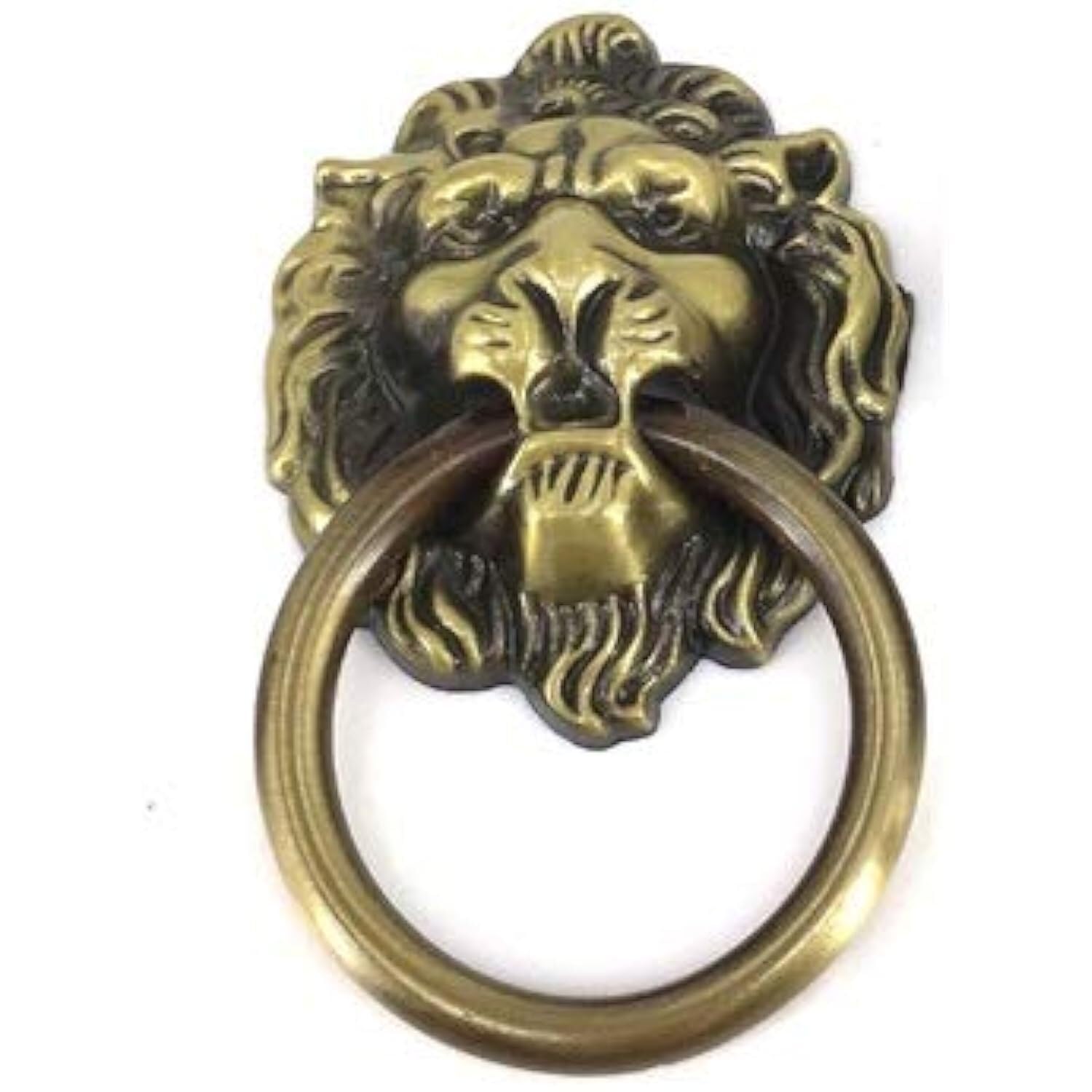 Zhaoqin Bronze Door Knocker Door Knockers 2Pcs Antique Chic Dresser Knobs Pulls Drawer Rings Lion Head Furniture Knob Knocker Kitchen Cabinet Handle(Bronze)