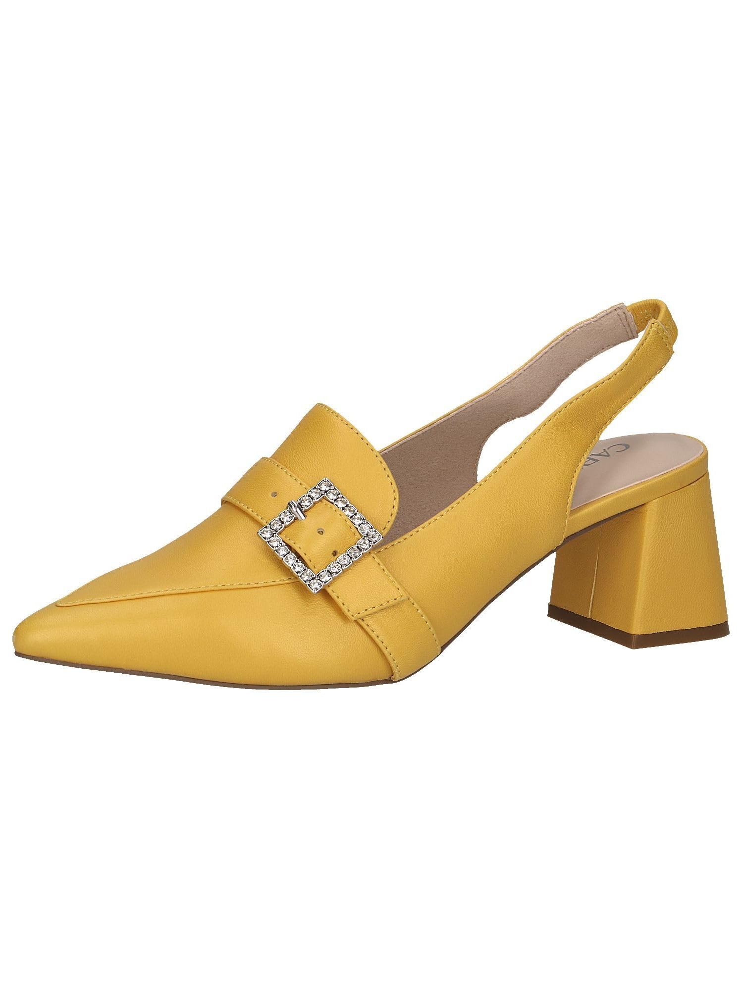 CAPRICE Women Slingback Pumps Leather Pointed, Yellow (Yellow Perlato), 5.5 UK