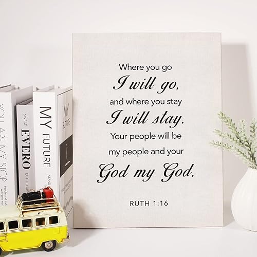 Miniatura 3 de Lienzo cristiano para pared, letrero de boda, letrero de Ruth 116 Where You Go I will go, lienzo impreso con escrituras y versículos de la Biblia,