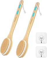 Metene 2-Pack Long Handle Shower Brush: Dual-Sided Soft Nylon & Stiff Bristles Back Scrubber Exfoliator for Wet/Dry Skin