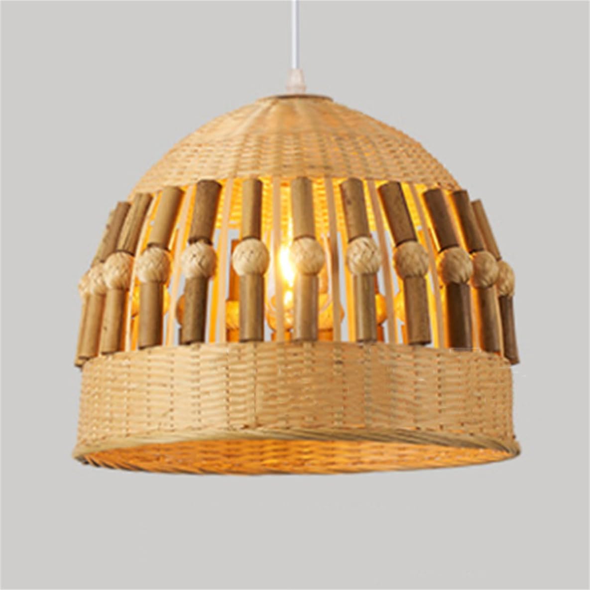 CSSYKV Tropical Rattan Pendant Lights Zen Style Teahouse Hanging Pendant Light, Vintage Style Bamboo Lantern Ceiling Mount Wicker Bamboo Hanging Lighting for Bedroom Restaurant Cafe Bar Dining Room