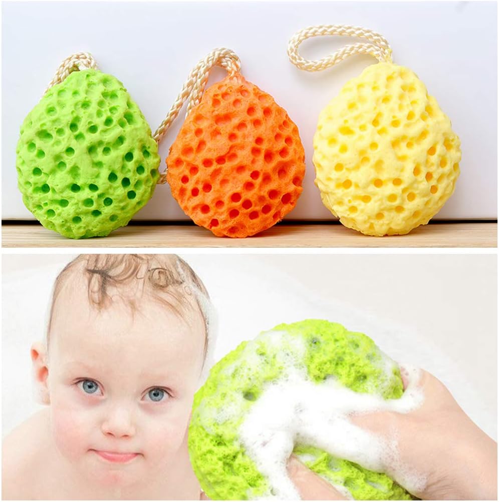 3 Pack Natural Bath Sponges, Loofah Shower Sponge Body Scrubber Exfoliating Cleaning Body Sponge for Men Women Kids : Beauty & Personal Care