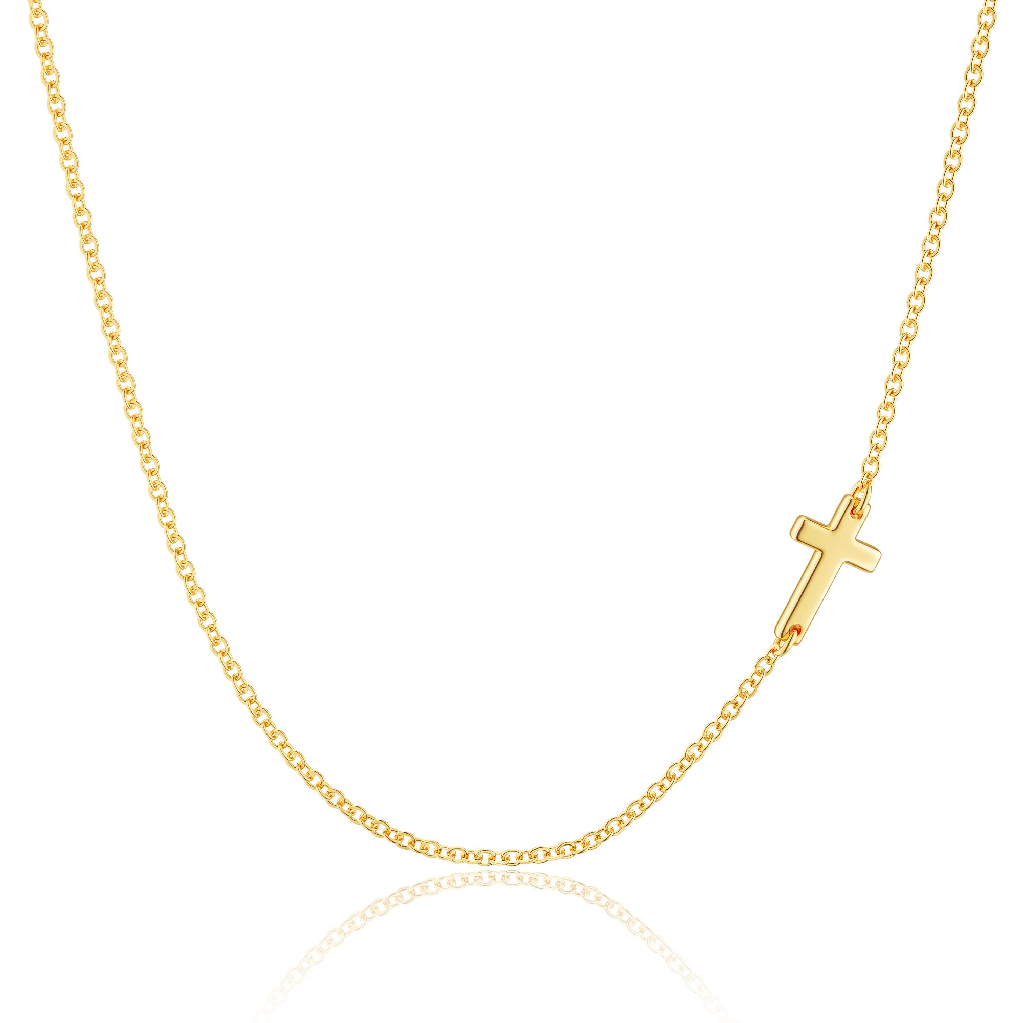 Dainty Cross Necklace for Women, 14K Gold Plated Simple Cross Choker Necklaces Small Cross Pendant Tiny Cute Necklaces Handmade Aesthetic Gold Jewelry for Women, Gold Plated, Cubic Zirconia