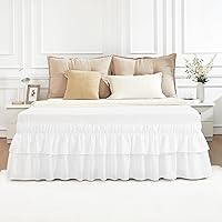 Vista 34 de Vocander Falda de cama negra tamaño Queen de 18 pulgadas, fácil de poner, elástico envolvente alrededor del volante para marco de cama y colchón