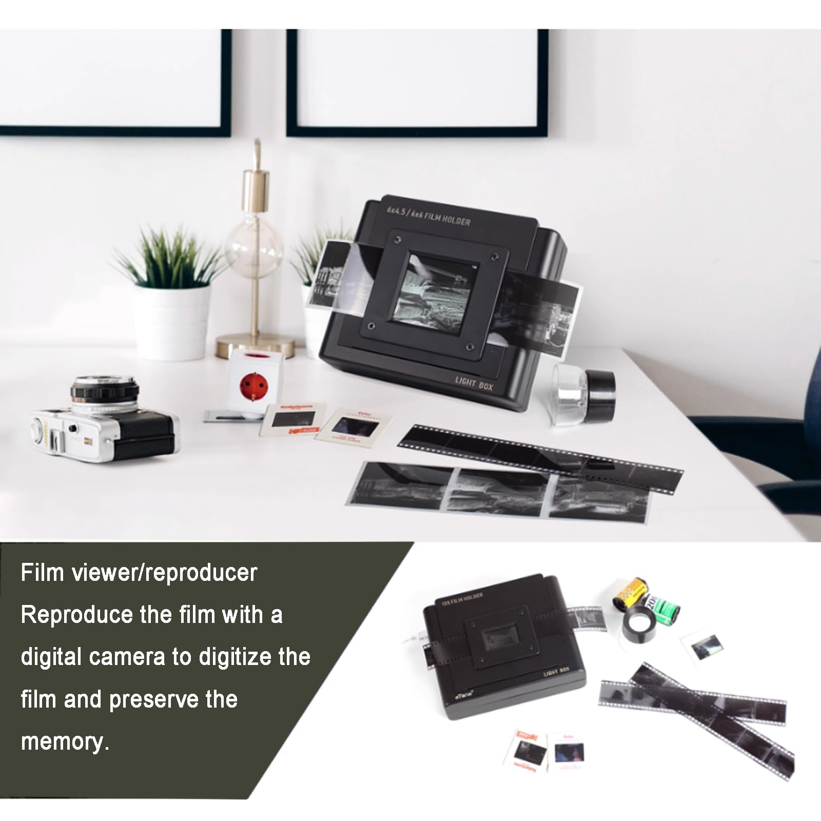 Scanner Mobile per pellicole, Copia di Diapositive e Negativi, con Supporto per pellicole 135, 120, 4x5, visualizzazione con Illuminazione a LED, conversione di pellicole in Foto digitali