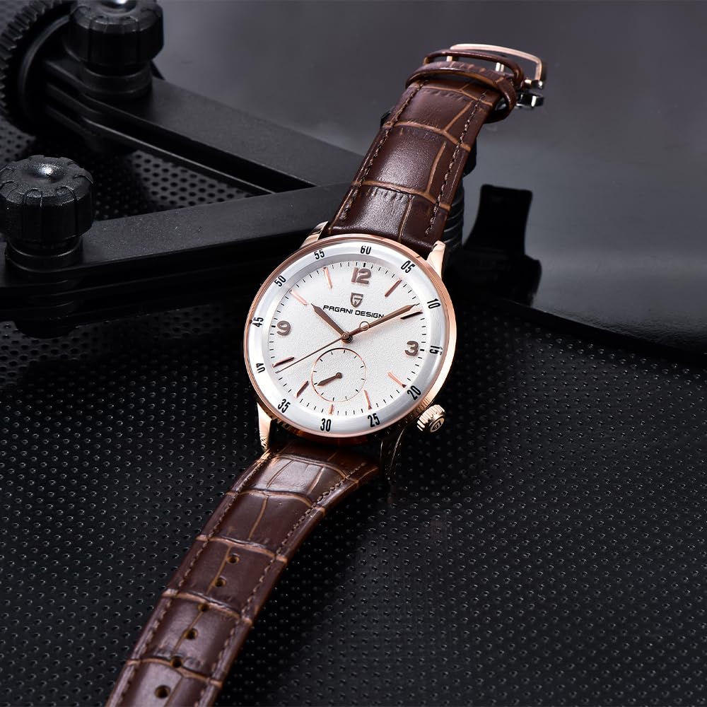 Pagani Design 1790 Herren Armbanduhr, 42mm Automatische Mechanische Uhren, 100M wasserdichte Luxus Armbanduhr für Männer,Leicht ablesbares großes Zifferblatt Leder Armband Uhr