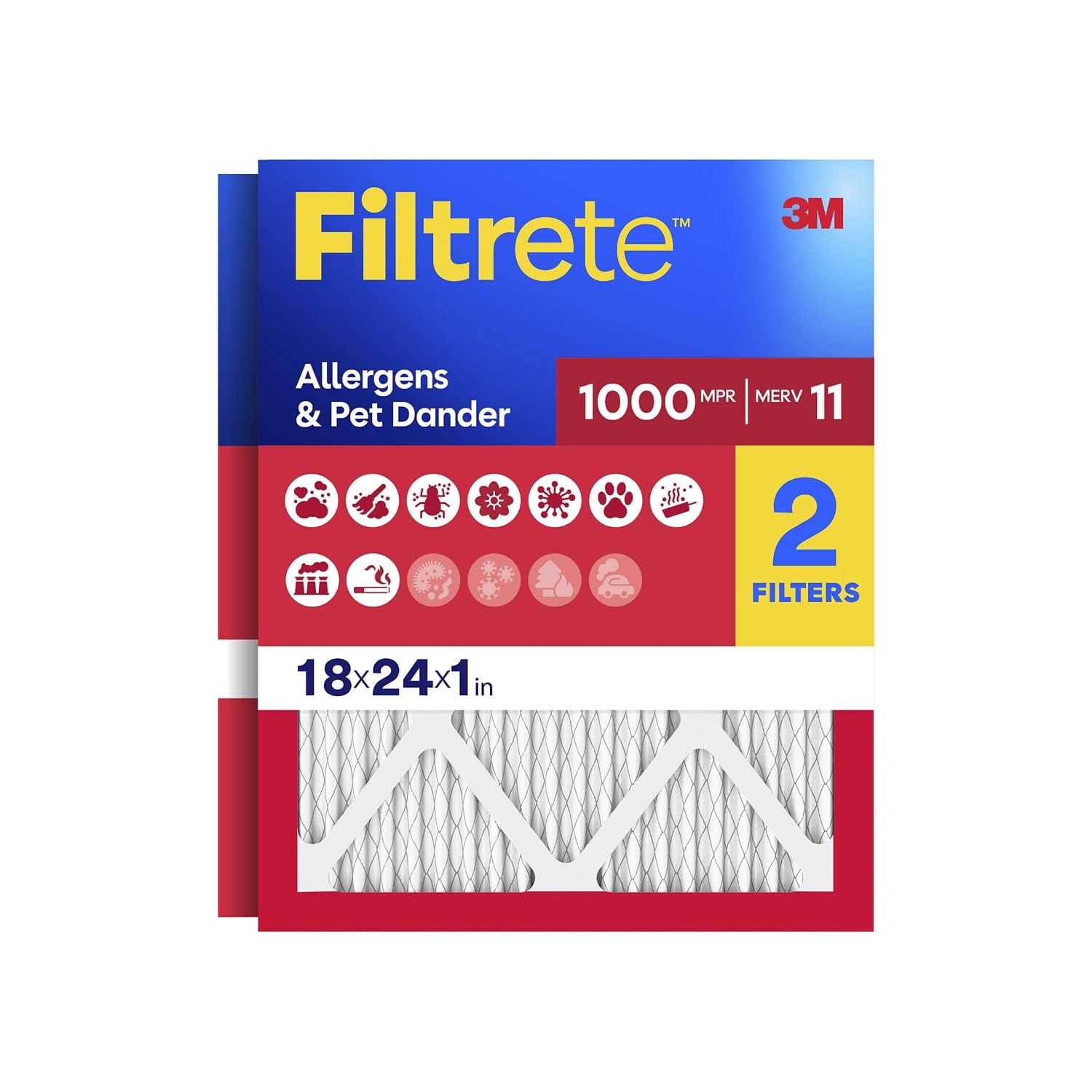Filtrete 18x24x1, AC Furnace Air Filter, MPR 1000, Micro Allergen Defense, 2-Pack (Exact Dimensions 17.81 x 23.81 x 0.81) — image 1