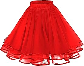 Generisch Women's Short Retro Skirt High Waist Tutu Skirt Tulle Skirt - Black Red Carnival Costume Petticoat 50s Tutu Underskirt Tutu Crinoline Mini Skirt Underskirt Dress Tulle Underskirt