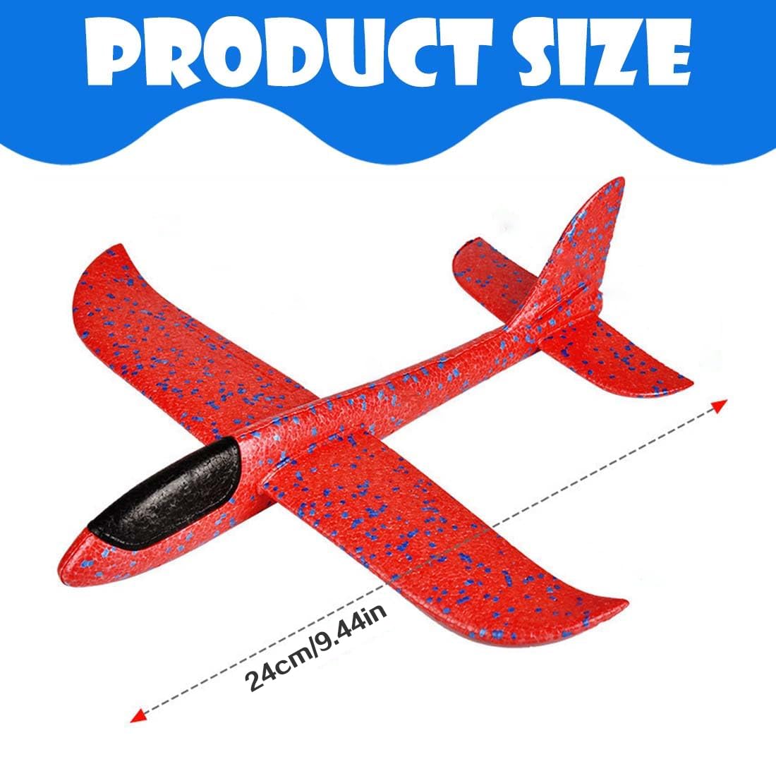 2 Pezzi 24cm Aereo Polistirolo Bambini,Aerei Aeroplano Giocattolo, Giochi Regalo Bambini Bambina Bambino 4 5 6 7 8 9 Anni, Aliante Aeroplano Schiuma per Grande Giochi Esterno