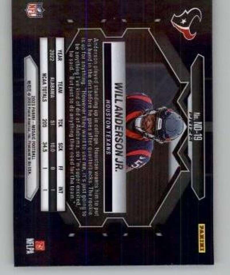 Miniatura 2 de 2023 Panini Mosaic NFL Debut Mosaic Camo Pink #19 Will Anderson Jr. Houston Texans RC Rookie NFL Football Trading Card