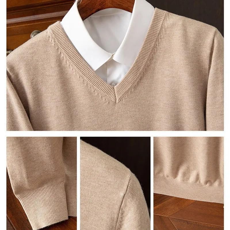 Men's V-Neck Sweater Solid Long Sleeve Pullover Jumpers Slim Fit Casual Knitted Sweater Tops2