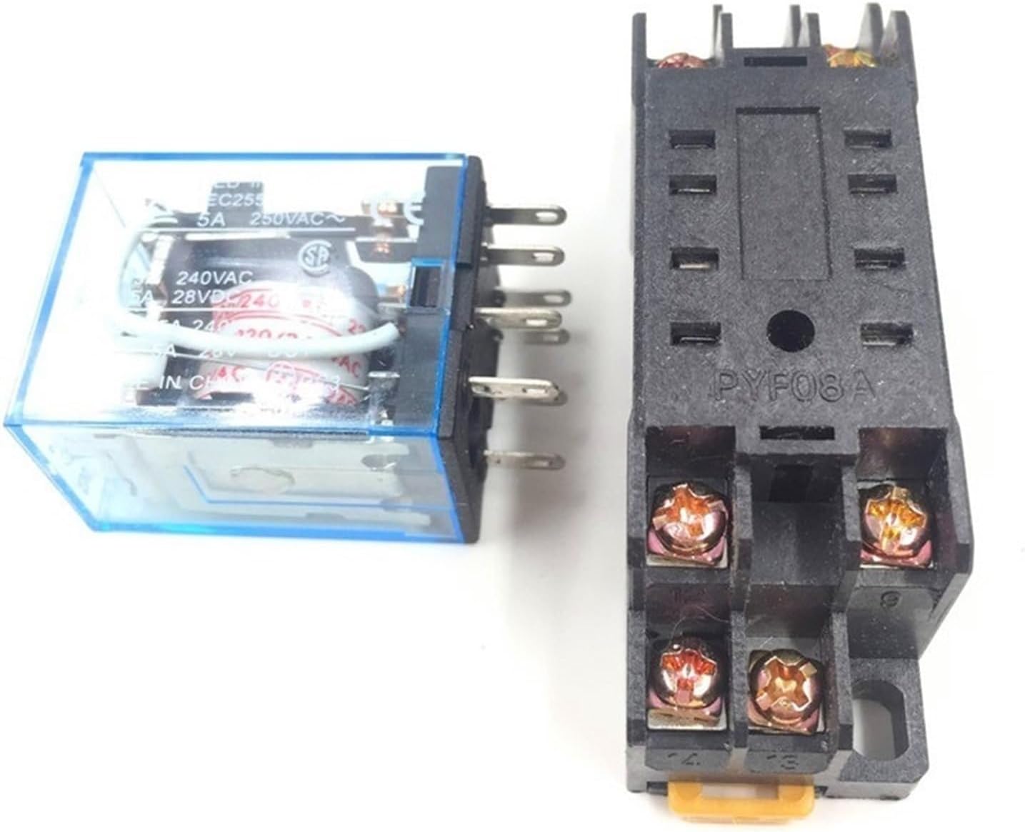 10Sets MY2P HH52P MY2NJ Relay Coil General DPDT Micro Mini Electromagnetic Switch with Socket Base AC 110V 220V DC 12V 24V(AC 220V)