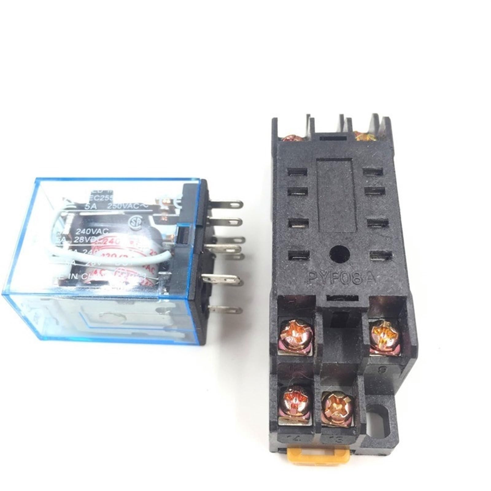 10 juegos MY2P HH52P MY2NJ bobina de relé General DPDT Micro Mini interruptor electromagnético con Base enchufe AC 110V 220V DC 12V 24V(AC 220V)