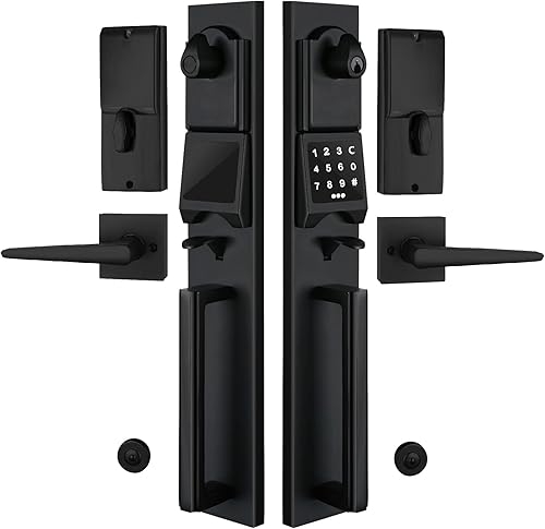 NEWBANG MMDHST2016DB-E-SET-1 - Cerradura electrónica inteligente para puerta delantera con teclado y teclado para puerta doble