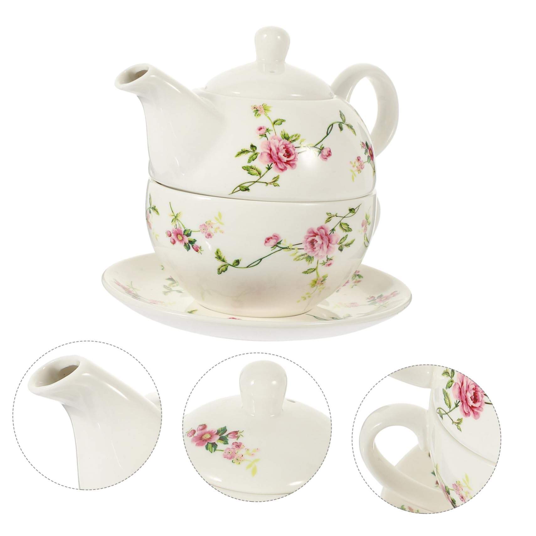 Service à Thé en Céramique Petit Modèle avec Soucoupe à Thé Motif Rattan Compatible Dégustation Kung Fu pour Usage Domestique et Voyage 1 Personne