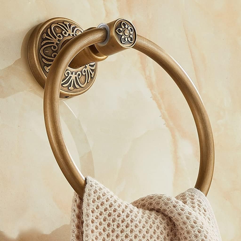 LSLYTQ Solid Aluminium Wall-Mounted Round Antique Brass Color Towel Ring, New Bathroom Towel Holder, Towel Rack for Bathroom Accessories