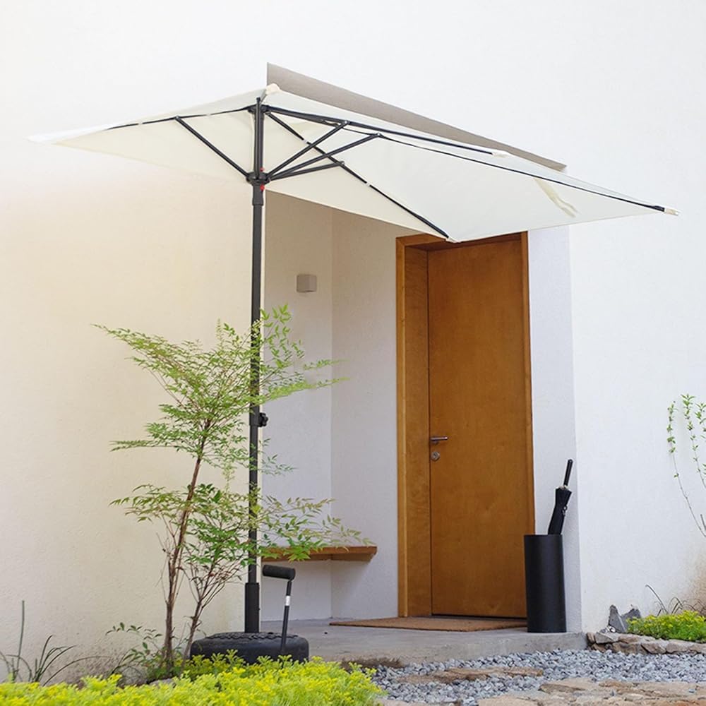 Prostokątny parasol tarasowy z 5 żebrami i stalowym drążkiem, przenośny półparasole na zewnątrz, odporny na słońce, wodoodporny parasol ogrodowy, duży, poliester, do ogrodu, na podwórko, balkon,