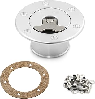 WnSEu Billet Aluminum 35.5mm Non-Vented Fuel Cell Gas Cap - 6 Hole Surge Tank Cap, Silver, Corrosion Resistant