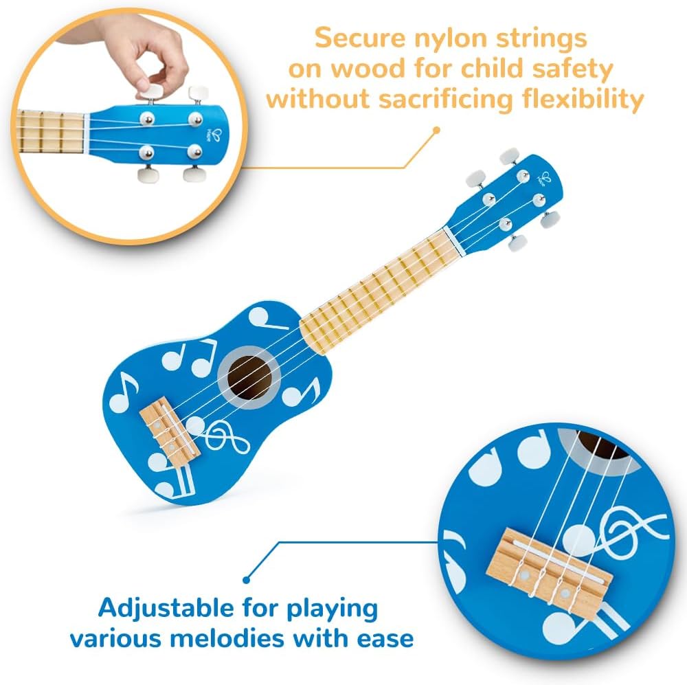 Hape Kid's Wooden Toy Ukulele in Multicolor