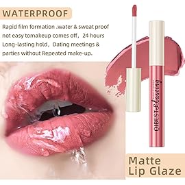 QiBest 12Pcs Velvet Matte Liquid Lipstick Makeup Sets for Women & Teens Gift, Waterproof Long Wear 24 Hours Nudes Burgundy Red Brown Lip Stain Kits, Non-Stick Cup Mate 24 Horas Lip Gloss Holiday Set