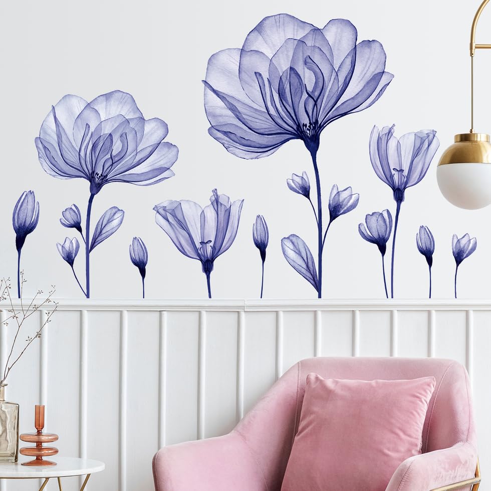 Vinilos decorativos flores de lirio acuarela 12x36 pulg miniatura 3