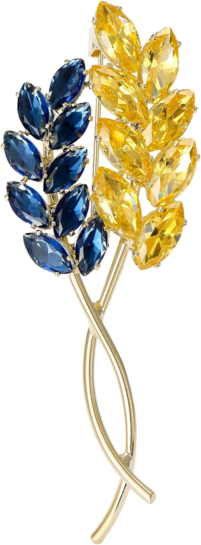 Ear of Wheat Brooches for Women Unisex Rhinestone Ukrainian Patriotic Pins 4-color Plant Office Party New Year Gifts