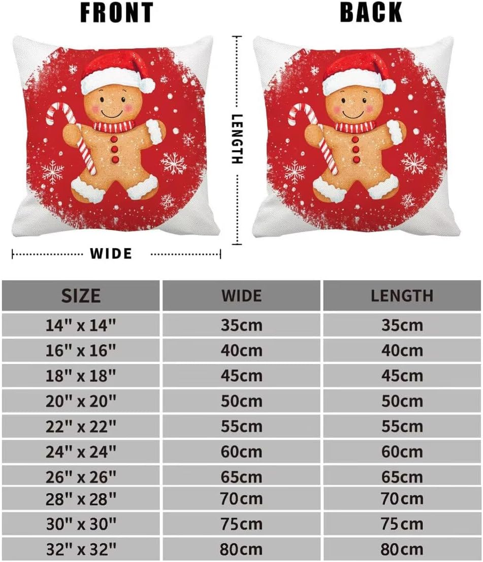 クリスマス 飾りベルベット 抱き枕カバー ぼうし クッションカバー 65x65cm 4枚セット ジンジャーマン 装飾枕カバー 座布団