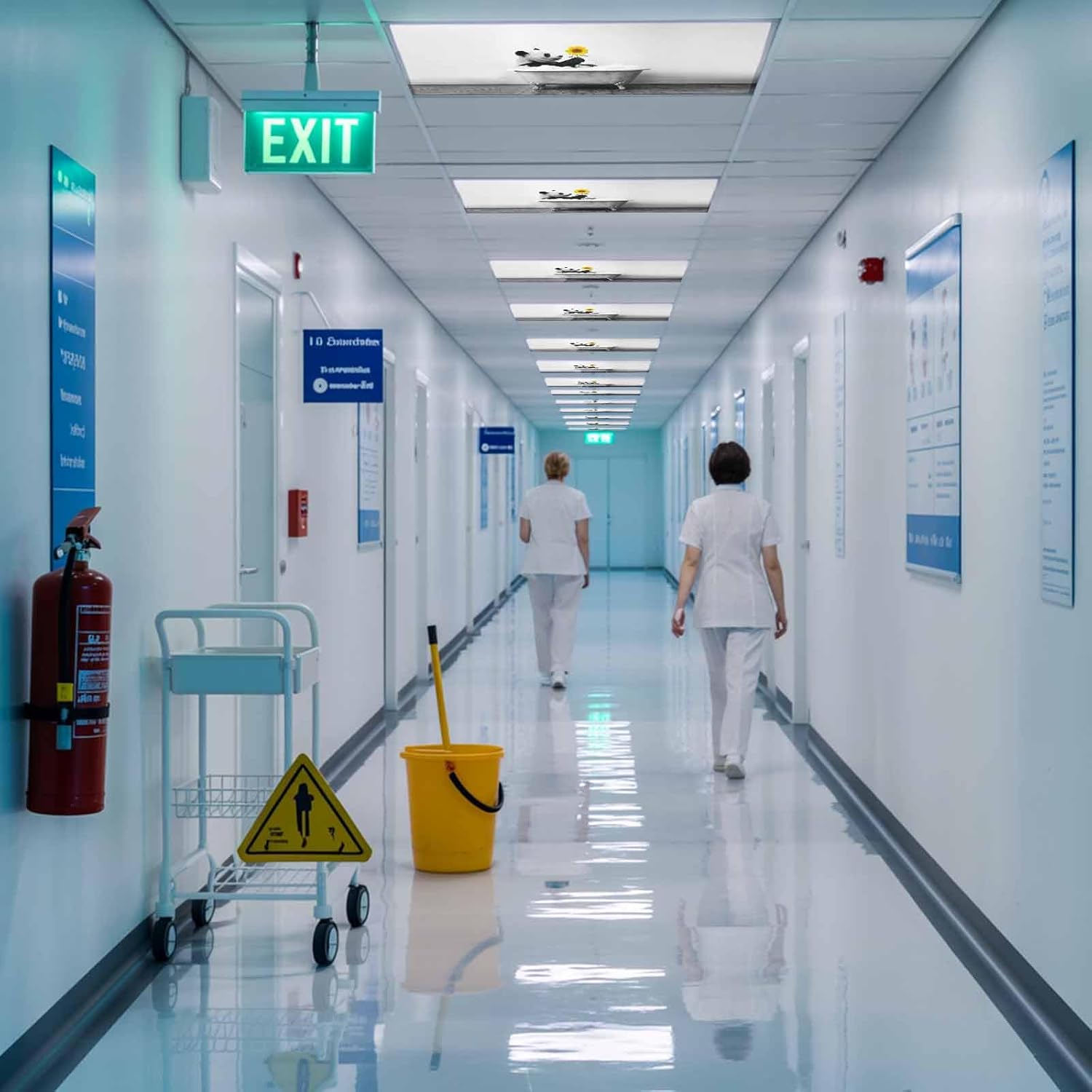 Funny Panda Fluorescent Light Covers for Ceiling Lights 4x2 feet,4 Pack Magnetic Light Filters for Classroom,Cute Art Vintage Lovely Animals on Bathtub Fluorescent Lamp Shade Panel for Office School