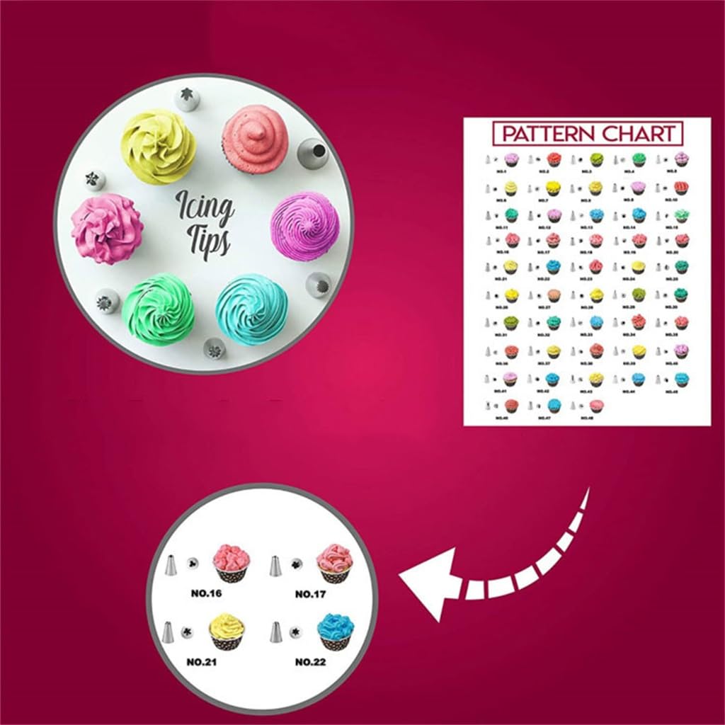 Juego Completo de 74 boquillas para Flores, para Pasteles y Galletas. Caja de Herramientas de Acero Inoxidable.