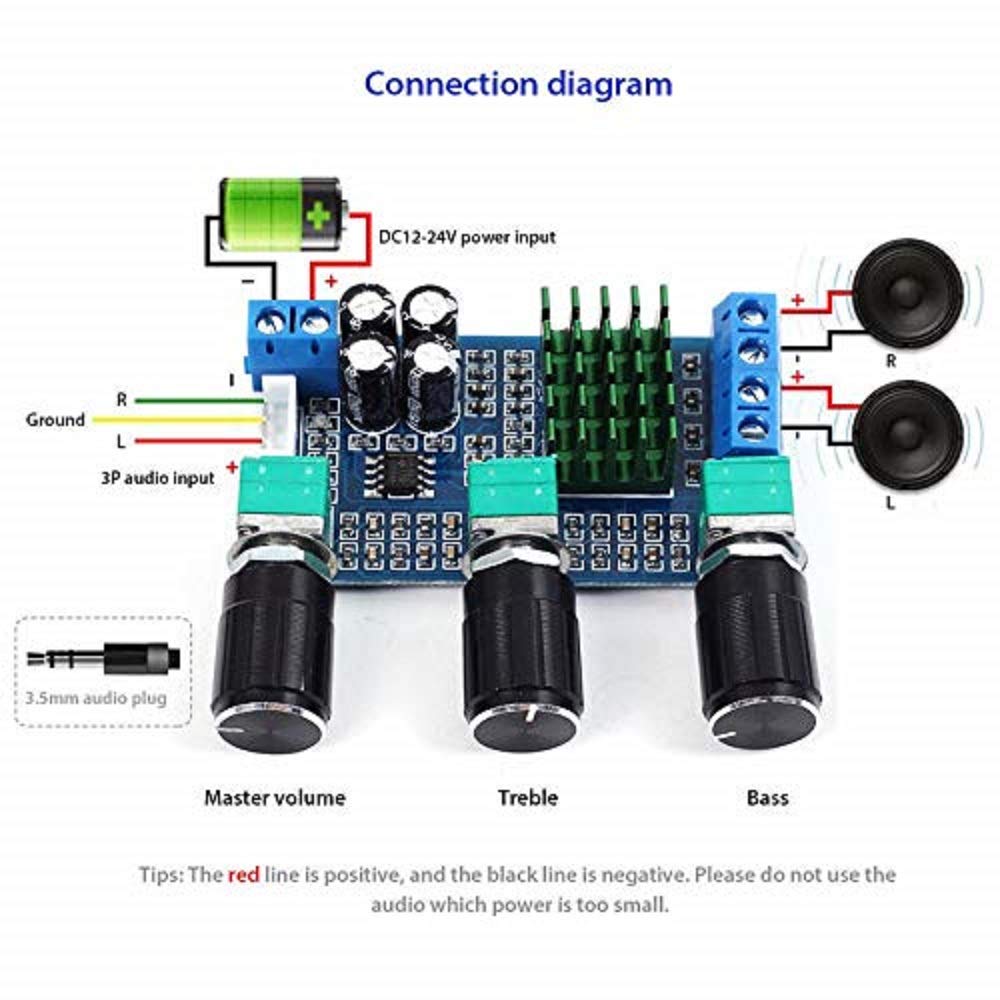 DollaTek XH-M567 DC12-24 V 80 W x 2 Digital Audio TPA3116D2 regulacja wysokości basu, preset płyta wzmacniająca