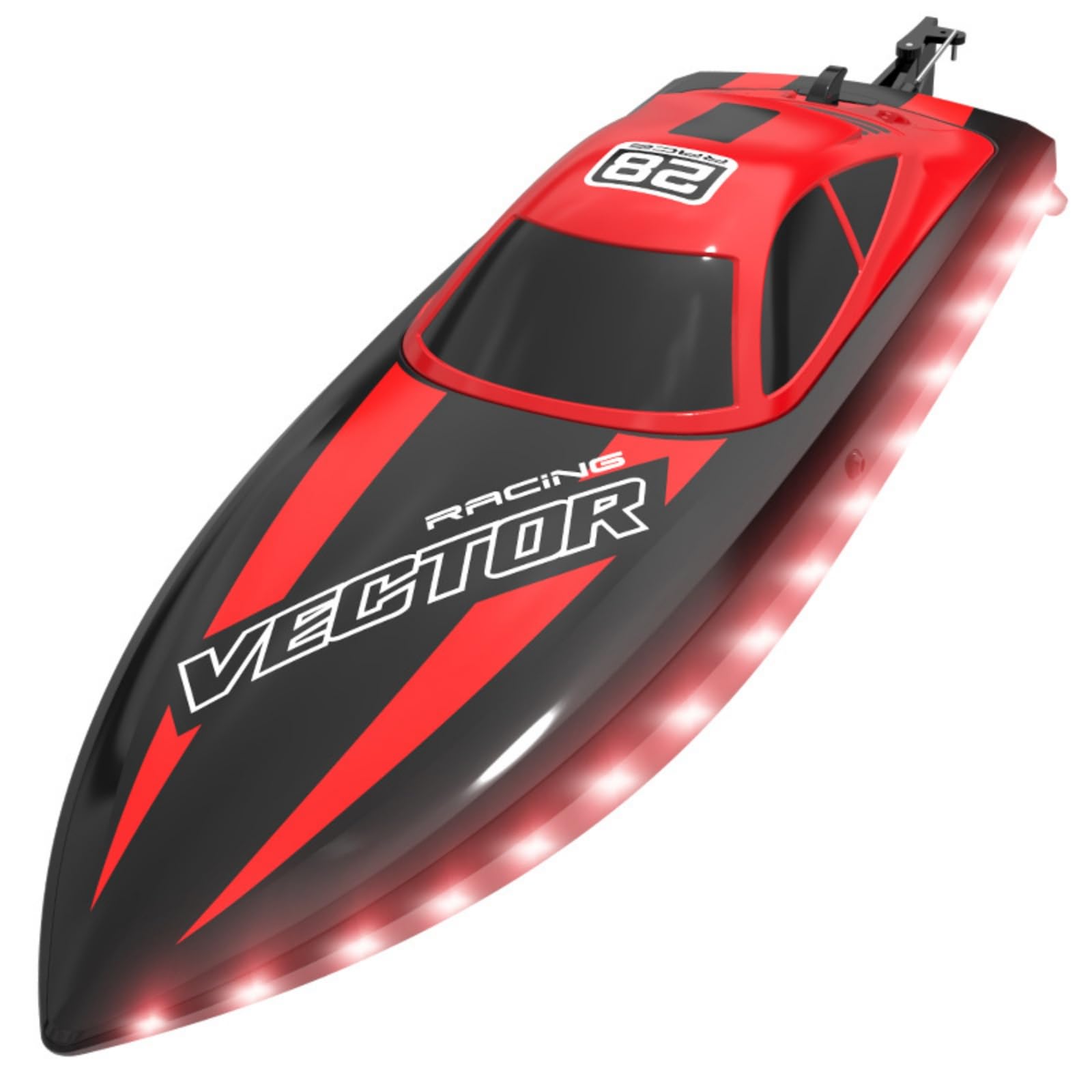 Gralara Silhoute Basse Vedte Télécommandée Support Arrière en Aileron Bateau Course RC Bateau Course Radiocommandé, 79506 Rouge