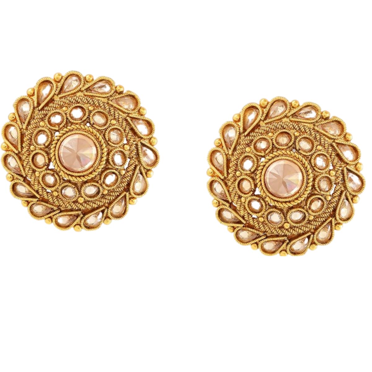 JWELLA Antique Gold Plated Round Stud Earrings (B0D9M3VJFP) Amazon Price History, Amazon Price Tracker