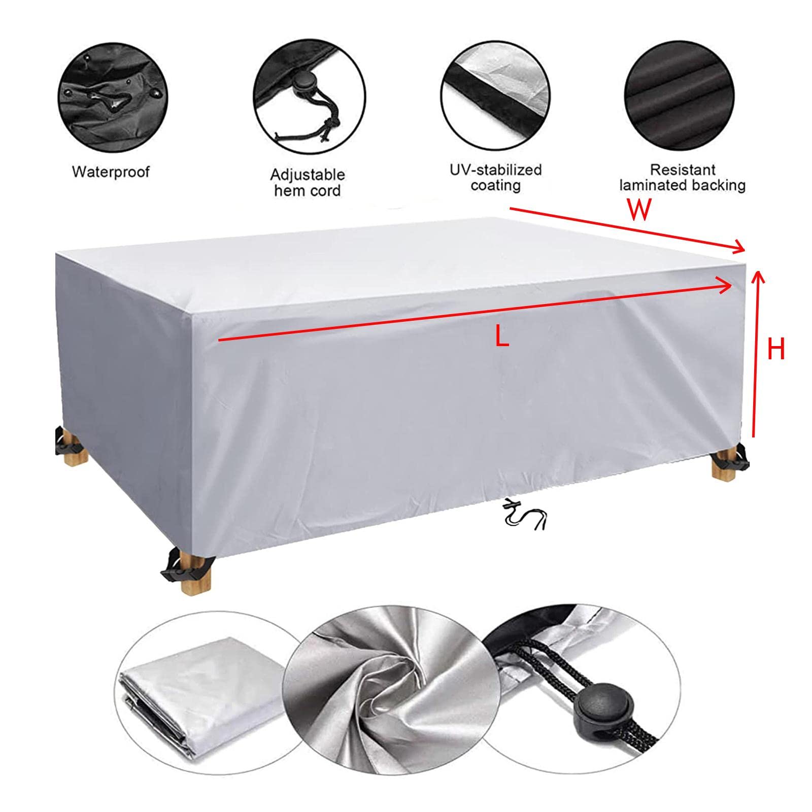 Tuinmeubelhoezen 220x220x80cm Zilver 420D Heavy Duty Tuinmeubelhoezen 220x220x80cm Zilver 420D Heavy Duty