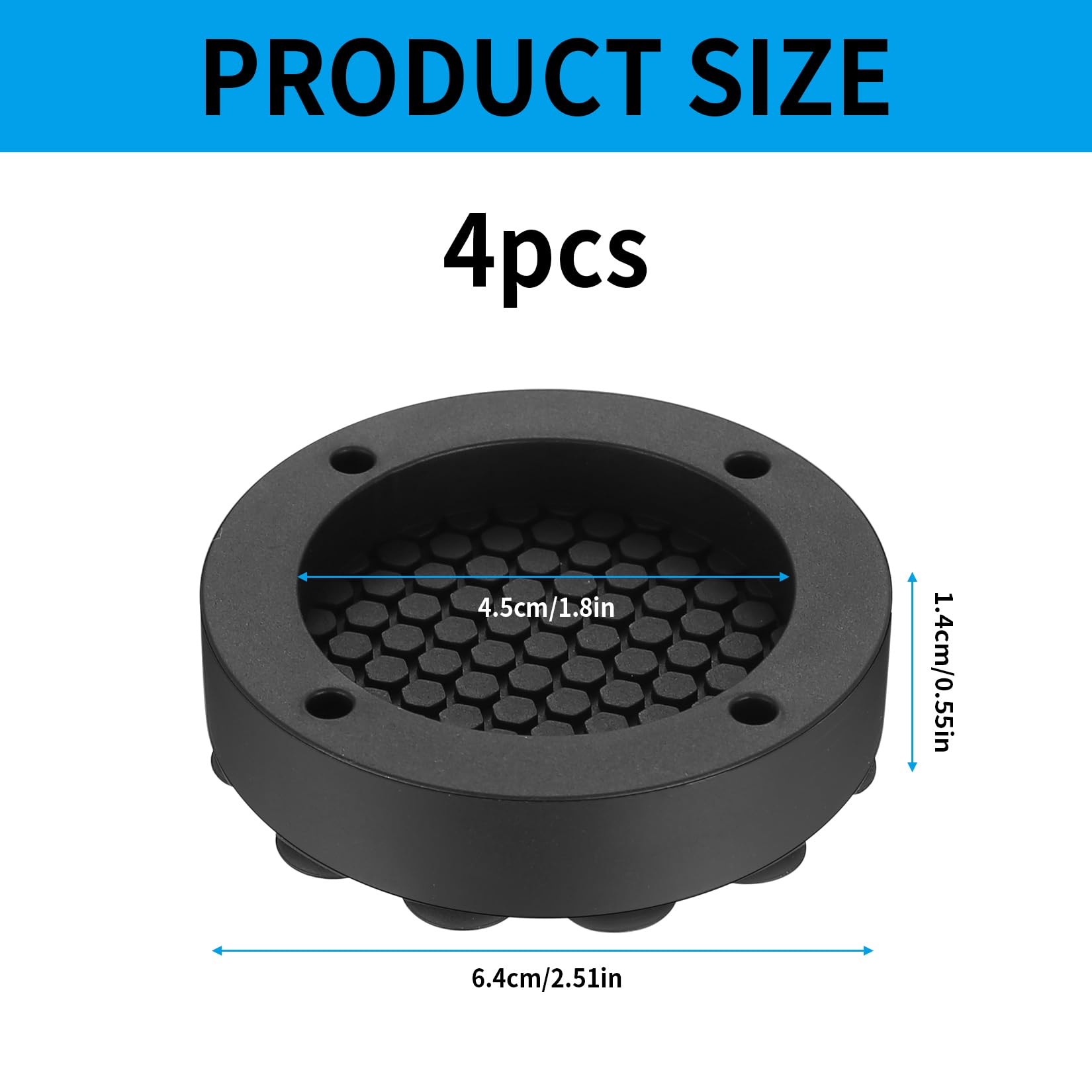 Nutabevr 4 stuks anti-trillingspootjes voor wasmachine, universele pootjes voor wasmachine, trillingsdempers met rubber, schokdempers voor koelkast en droogtrommel, 3,7 cm, grijs