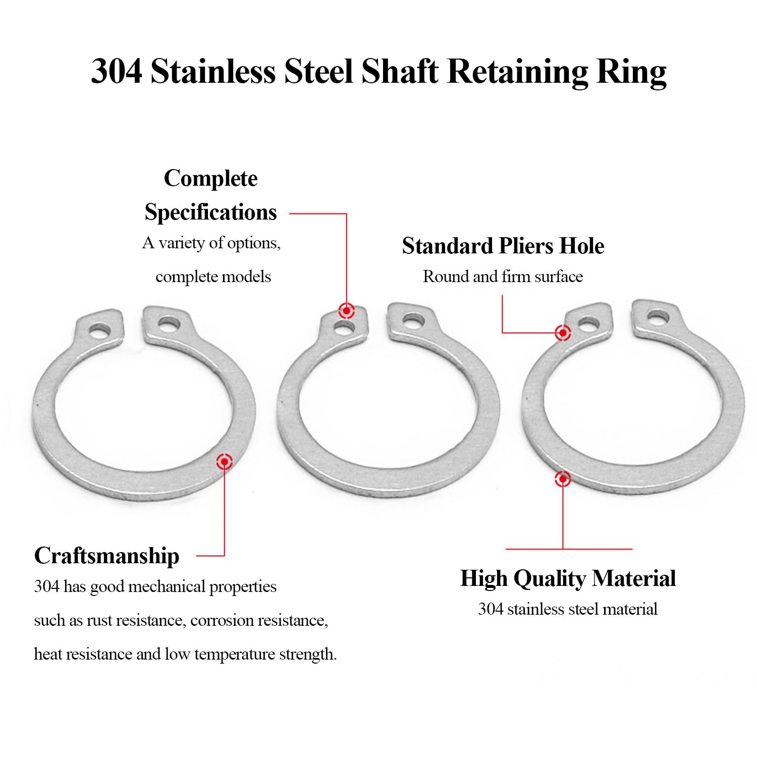 Anillos de retención, 20 Unidades de 35 mm a 40 mm, Anillos elásticos externos de Acero Inoxidable 304 para Eje de retención, Aptos para rodamientos (37 mm) (38 mm de un Solo Color)