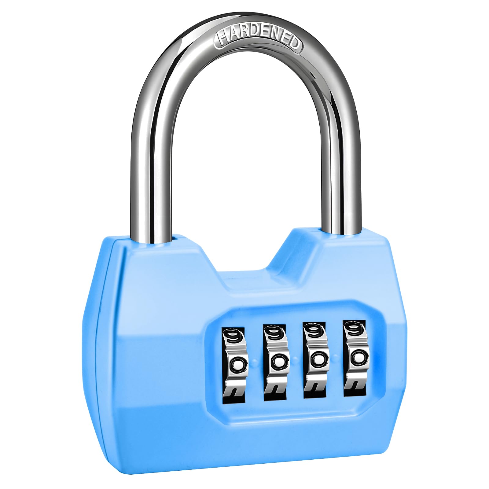 1 Pack disecu 4-Digit Combination Lock, Waterproof Outdoor Padlock for School Gym Locker, Fence, Gate, Shed, Storage Unit (Azury)