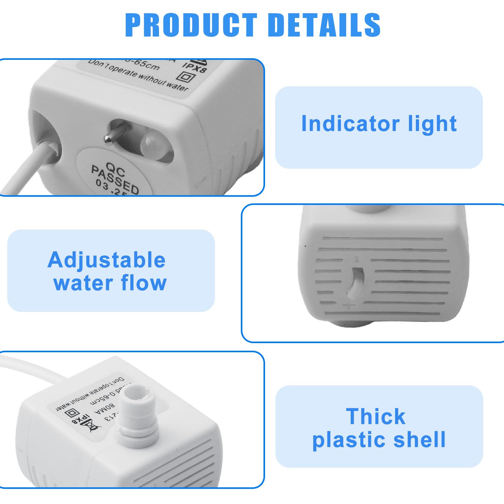 Pompe Fontaine à Eau Chat de Rechange Mini Pompes Filtre Aquarium Super Silencieuse avec Débit D'Eau Réglable Universelle Compatible pour Animaux de Compagnie Aquarium Culture Hydroponique