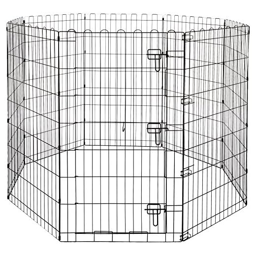 Amazon Basics Parc de jeu et d’exercice pliable en métal pour chiens et animaux de compagnie - Avec porte - 107 cm