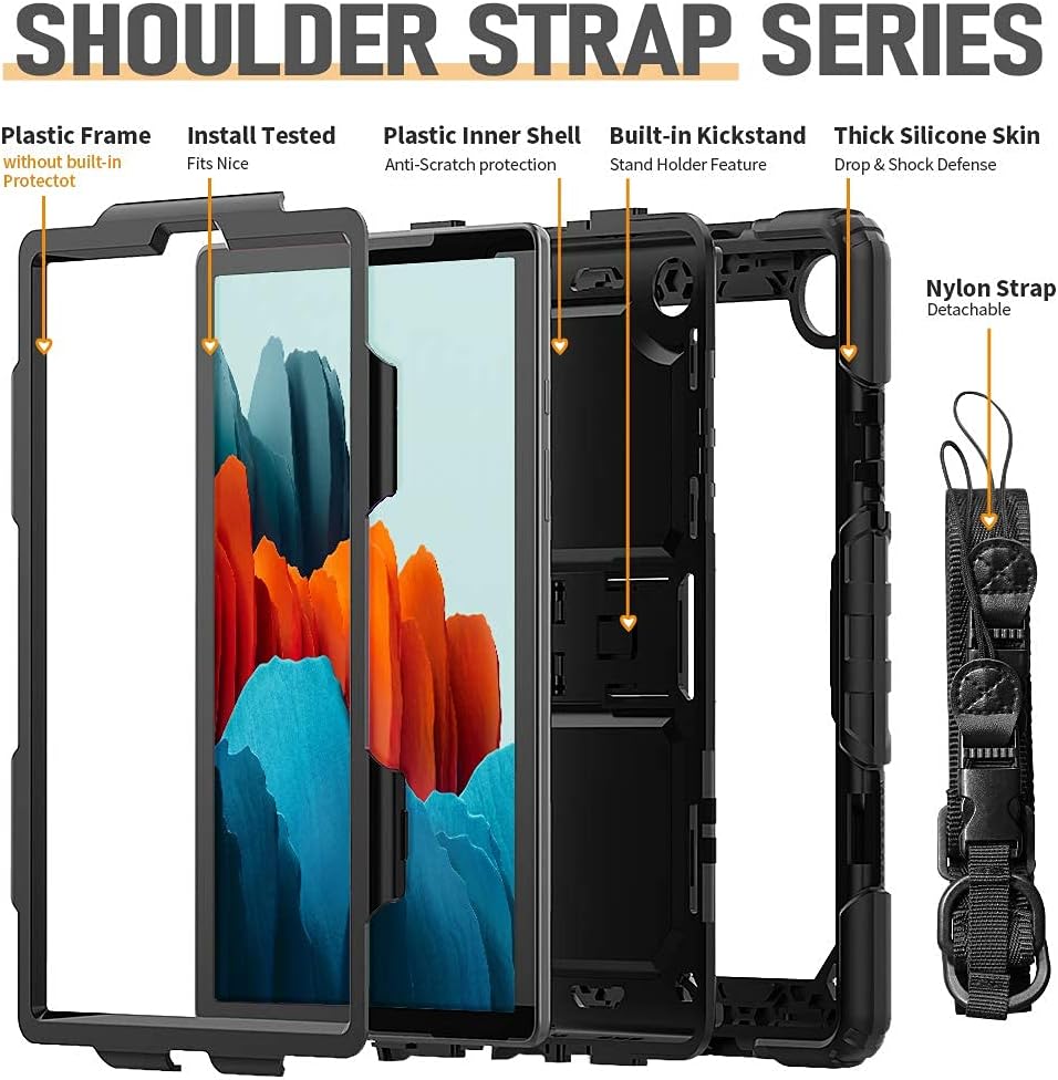 Blасk Frіdау - 40% оƒƒ Galaxy Tab A7 10.4 Inch 2020 Case (SM-T500/T505/T507), CLARKCAS Shockproof Heavy Duty Rugged Full Protective Cover with Kickstand Shoulder Strap Cases for Samsung Galaxy A7 10.4 Tablet, Black