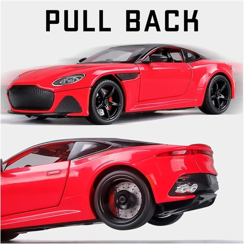 Image of Kids Model 1:24 Astorn Martin Die Cast Metal Car Pull Back Action Opening Doors with Realistic Engine Sound Lights Toy Car Gift for Boys - Multi
