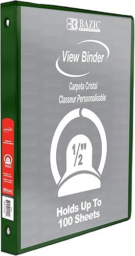 Vista 14 de BAZIC Products Carpeta organizadora de 3 anillas de 1/2 pulgada con vista económica, color negro, anillo redondo, capacidad para 100 hojas de papel